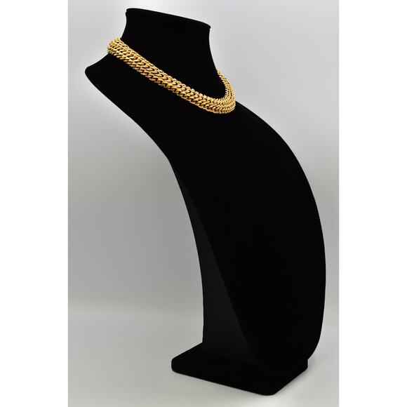 Givenchy Vintage Chunky Collar Necklace Brushed Gold Linked Chain Signed Bin1 - Picture 5 of 12